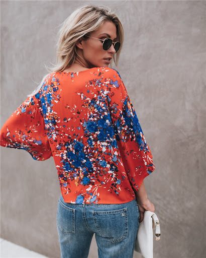 Title 7, Frühling neue bedruckte Chiffon-Bluse, leicht u...