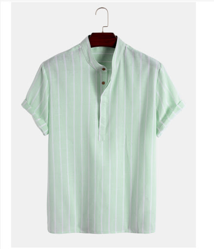 Title 7, Youth Casual Linen And Cotton Stand-up Collar T...