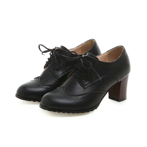 Title 4, English Style Thick Heel Leather Shoes for all-...
