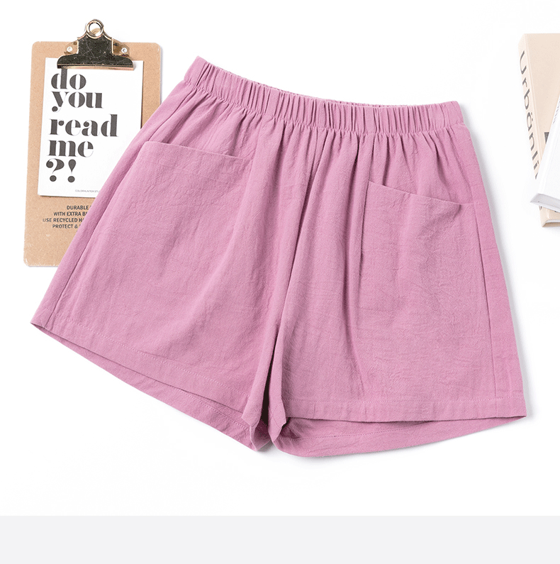 Damen High Waist A-Linien Shorts aus Baumwolle und Leinen, für bequemen Stil und luftigen Tragekomfort im Sommer.