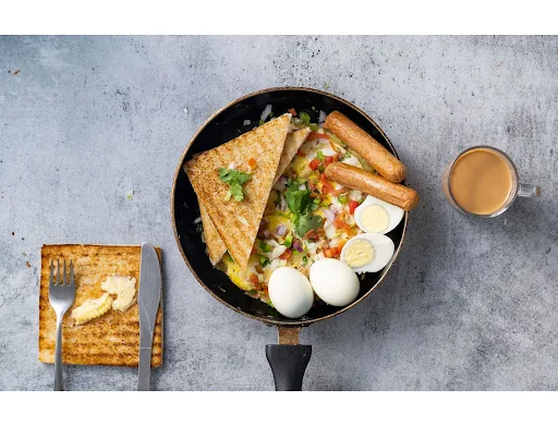 Vegetable Omelette, Sausage 2 Pc, Boiled Egg 3pc, Tea 250ml, Toast 2pc