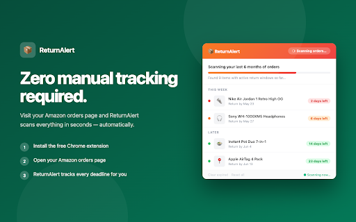 ReturnAlert: Never Miss an Amazon Return screenshot 3