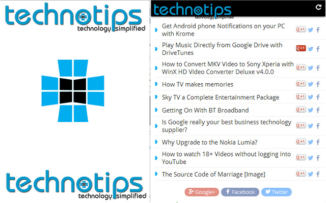 Technotips chrome extension