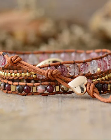 Handgemaakte armband met geweven kr - 1