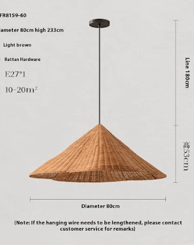 Leise Stil Deckenlampe aus Rattan g - 2