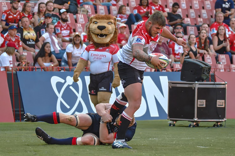 Malcolm Marx of the Lions during the Super Rugby match between Emirates Lions and Rebels at Emirates Airline Park on March 16, 2019 in Johannesburg, South Africa.