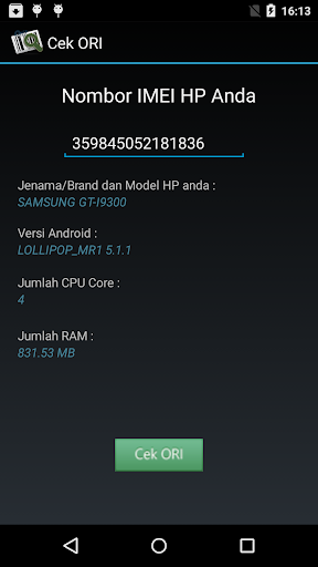 Cek ORI - Cek Kualiti Telefon