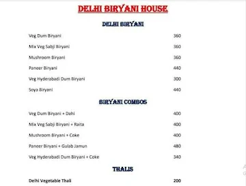 Delhi Biryani House menu 