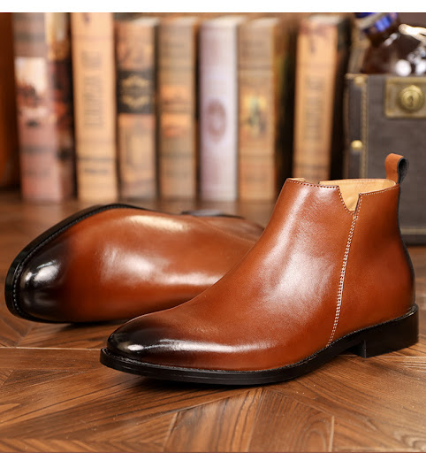 Title 16, Mens British Style Casual Leather Side Zipper ...
