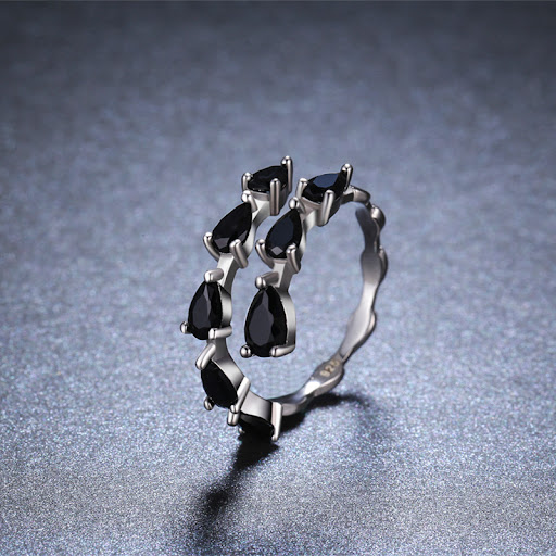 Title 2, Black Irregular Ring with Micro Inlaid Zircon, ...