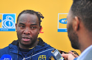  Benni McCarthy (Head Coach) being interviewed during the Cape Town City FC media open day at Green point Athletics Track on August 25, 2017 in Cape Town, South Africa. 