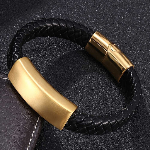 Title 1, Personalized Stainless Steel Bracelet for Men B...