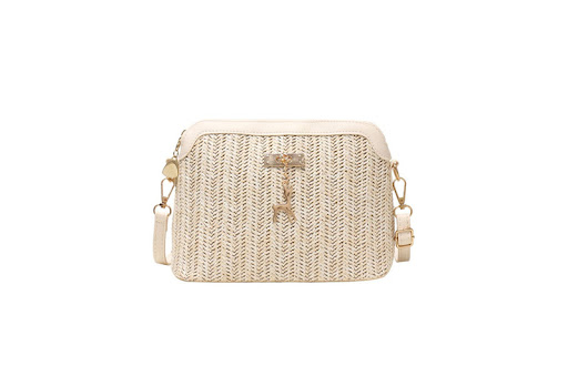 Title 2, Flax Straw Woven Fashion Shell Fawn One-shoulde...