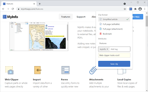 MyInfo Web Clipper