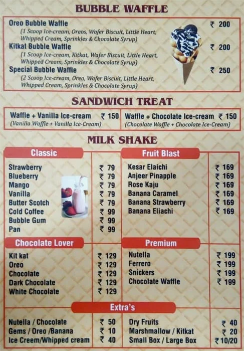 The Waffle Cafe menu 