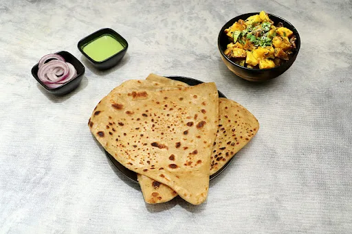 2 Plain Paratha With Aloo Jeera