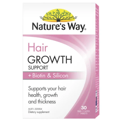 Viên uống Nature's Way Hair Growth Support + Biotin & Silicon hỗ trợ mọc tóc (30 viên) ( HSD 01/2025)