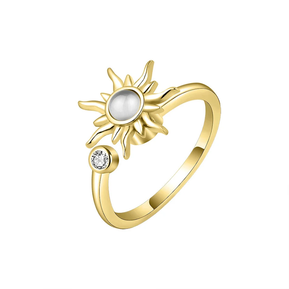 Bague rotative réglable anti-anxiété en argent sterling S925. Apaisez l'anxiété avec cette bague rotative élégante.