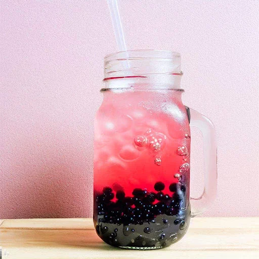 Raspberry Lime Tonic Bubble Soda [450 Ml, Mason Jar]