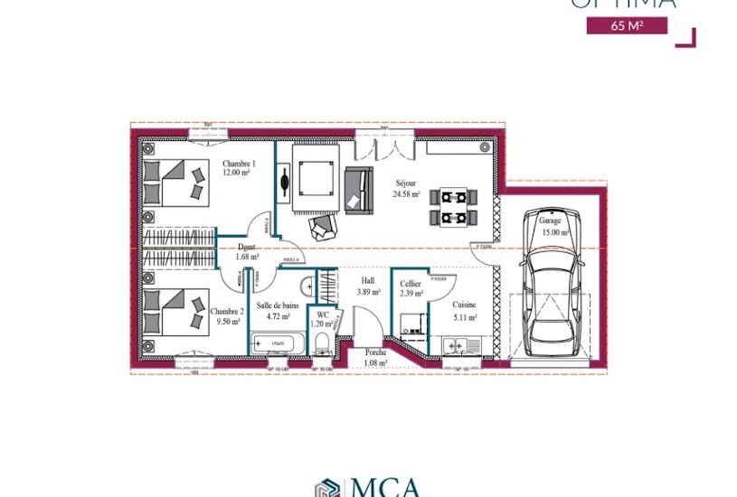  Vente Terrain + Maison - Terrain : 389m² - Maison : 65m² à Heugas (40180) 