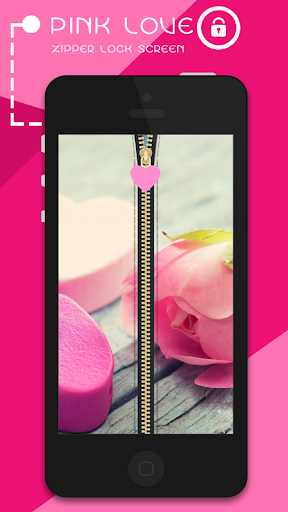 Pink Love Zipper Lock Screen