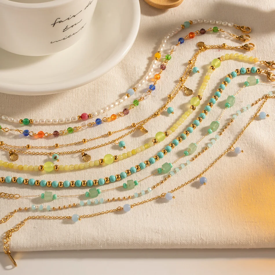 Beach Versatile Vrouwen Simple Bohemian Kleur Kraal Enkelband, Bohemian Stijl Voet Ornamenten
