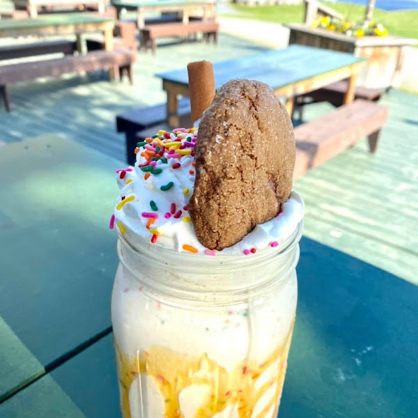 Loaded Birthday Cookie Cake Milkshake - Able to be gluten free just omitting the cookie straw.