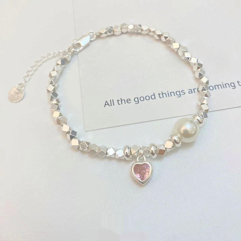 Zilveren Hart Armband Dames Gebroken Elegant Parel Mode Sieraden Accessoire Cadeau Vrouwen Stijlvol