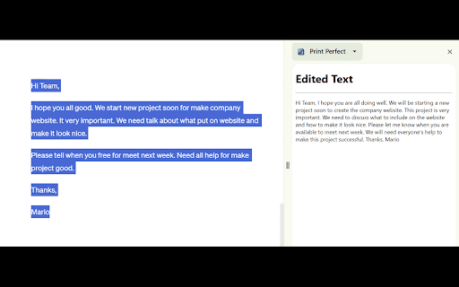 Print Perfect AI Text Editor