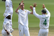 Marco Jansen celebrates the wicket of Rishabh Pant on the first day of the second Test against India at the Wanderers.