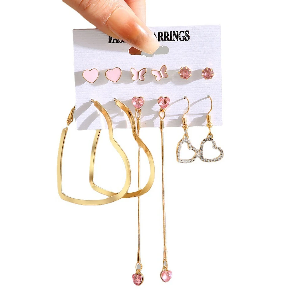 Creatieve, eenvoudige retro liefdesster ketting oorbellen set. Een perfecte sieradenset om je outfit te verfraaien en liefde te tonen.