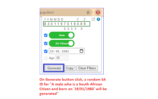 SA ID Generator - Apply Filters, Get Details