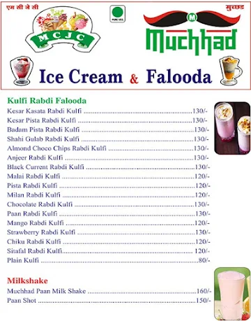 Muchhad Kulfi & Falooda menu 