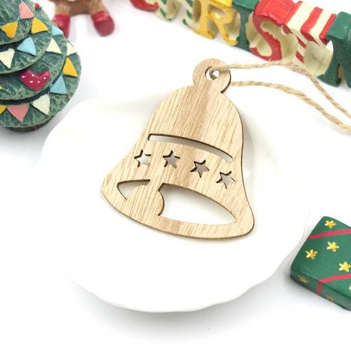 Title 4, Christmas Snowflake Elk Wooden Pendant Decorati...