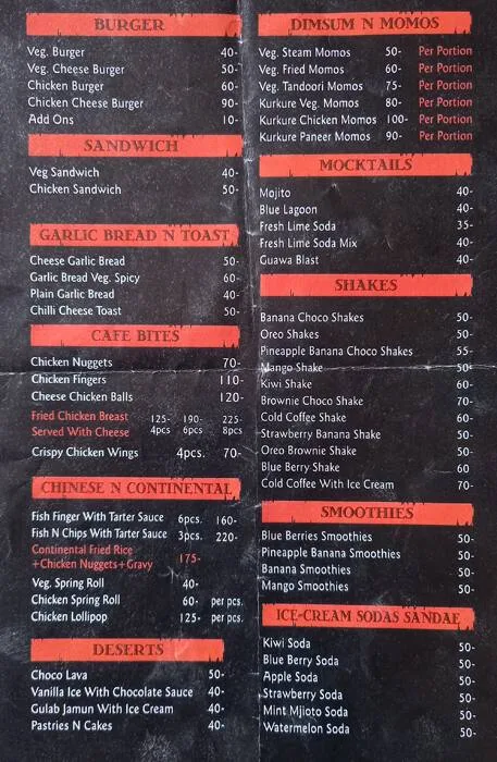 Indian Cafe SR Bawarchi menu 