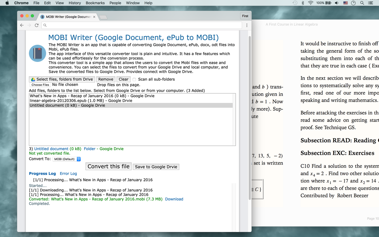 MOBI Writer (Google Document, ePub to MOBI)