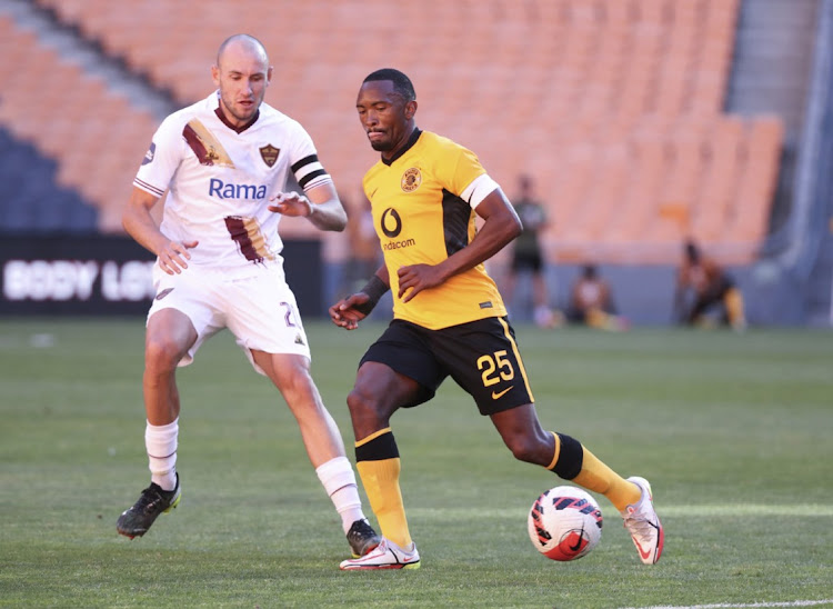 Alan Robertson of Stellenbosch FC challenged by Bernard Parker of Kaizer Chiefs.