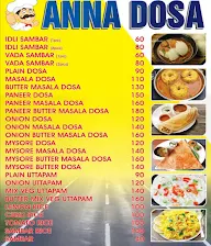 Anna Dosa menu 1