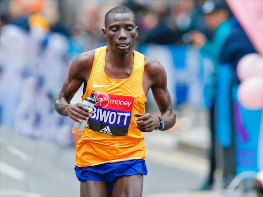 Stanley Biwott in action during a past race in London Marathon /REUTERS