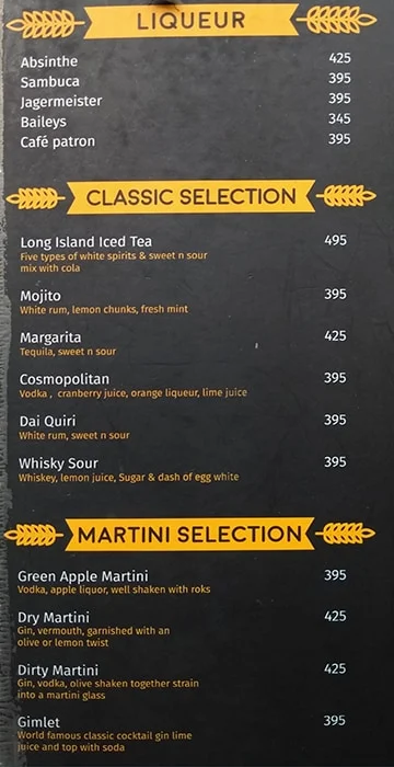 Mafioso menu 