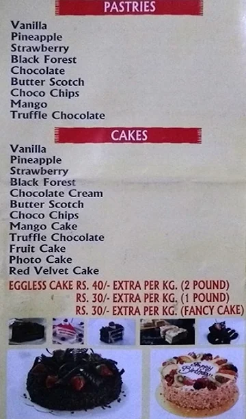 New Bikaner Sweets menu 