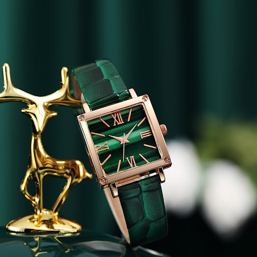 Title 6, Square Belt Watch with Gem Bracelet Suit for El...