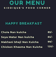 Siddique's Food Corner menu 1