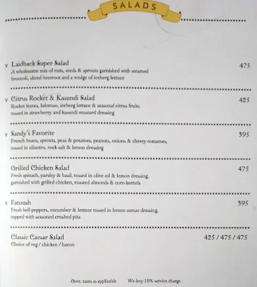 Laidback Cafe menu 