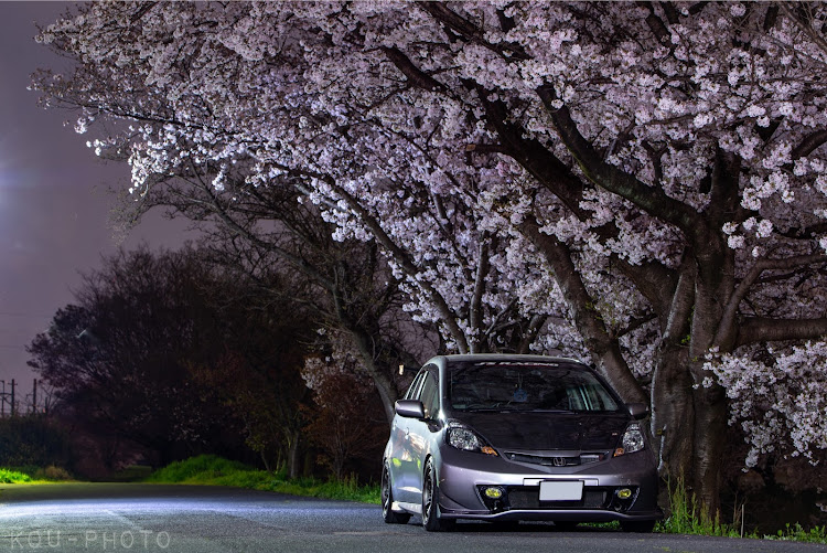 フィットの夜桜・桜と愛車・フィット・Nikon・J'S RACINGに関するカスタム事例の投稿画像5枚目