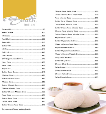 Shivsagar Veg Restaurant menu 