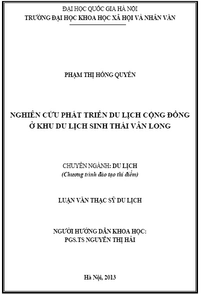 Luận Văn Thạc Sĩ - Nghiên Cứu Phát Triển Du Lịch Cộng Đồng Ở Khu Du ...