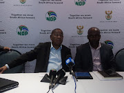 Transport minister Blade Nzimande and KZN transport MEC Mxolisi Kaunda ahead of their press briefing with the media in Durban on April 4, 2019.