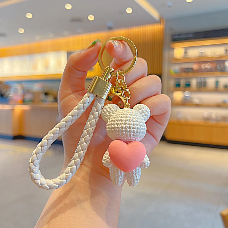 Porte-clés Poupée Ours Petit Coeur Amour Dessin Animé Pendentif Mignon Célébrité Internet Cadeau Idéal et Décoratif