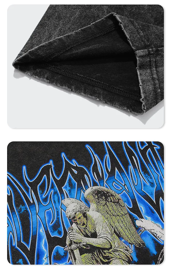 Camiseta de manga corta para hombre con estampado vintage desgastado, cómoda y con estilo retro. Ideal para uso diario casual.